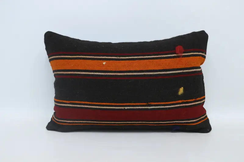 Farmhouse Pillow Sham, Authentic Pillow Sham, Antique Pillows, Turkish Kilim Pillow, Cushion Cover, Vintage Kilim Pillow, 16x24 Brown Cushion Case - 1