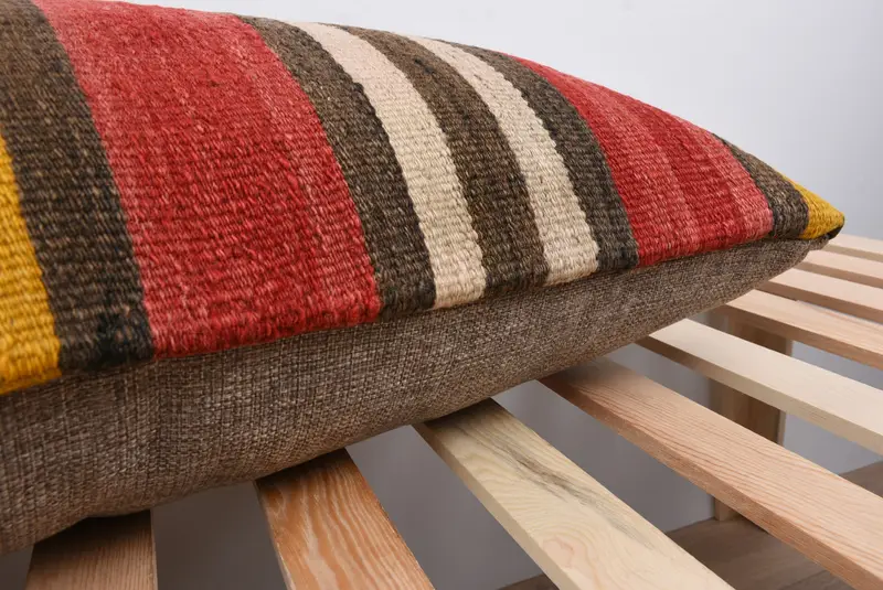 Bench Cushion Cover, Turkish Kilim Pillow, 16x48 Red Pillow Cover, Ethnical Kilim Rug Pillow, Kilim Pillow Cover, Pillow Cover - 7