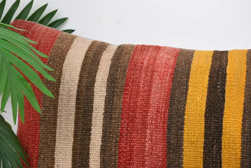Bench Cushion Cover, Turkish Kilim Pillow, 16x48 Red Pillow Cover, Ethnical Kilim Rug Pillow, Kilim Pillow Cover, Pillow Cover - 2