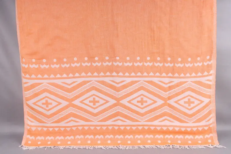 Turkish Towel Beach, Personalized Orange Towel, Plus Design, 36x71 Inches