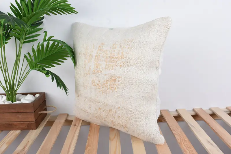 Turkish Kilim Pillow, Car Cushion, Pastel Cushion Case, Kilim Cushion Sham, 20x20 White Pillow Case, Pillow Cover, Turkish Pillow - 5