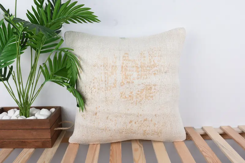 Turkish Kilim Pillow, Car Cushion, Pastel Cushion Case, Kilim Cushion Sham, 20x20 White Pillow Case, Pillow Cover, Turkish Pillow - 1