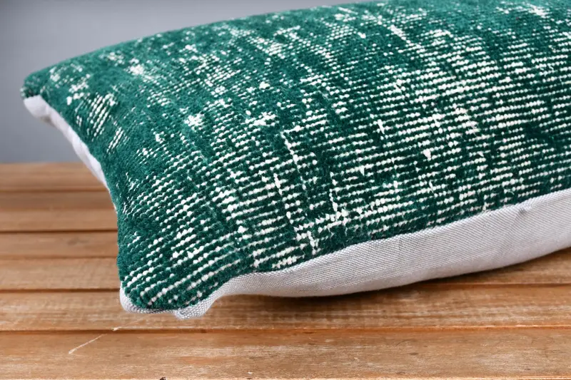 Turkish Kilim Pillow, Pillow Cover, 12x24 Green Pillow Sham, Toss Cushion, Home Decor Pillow, Decorative Throw Cushion Cover, Boho Pillow - 4