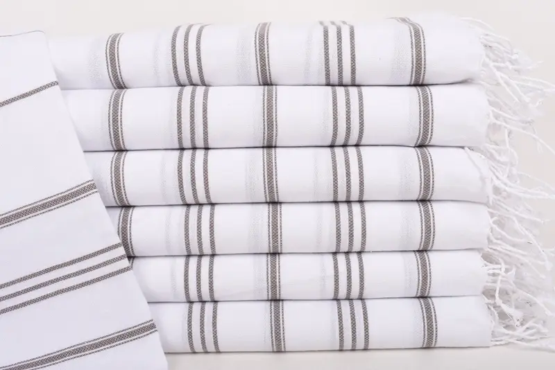 Hand Towel Organic Cotton Dark Brown Stripes, 24x40 Inches
