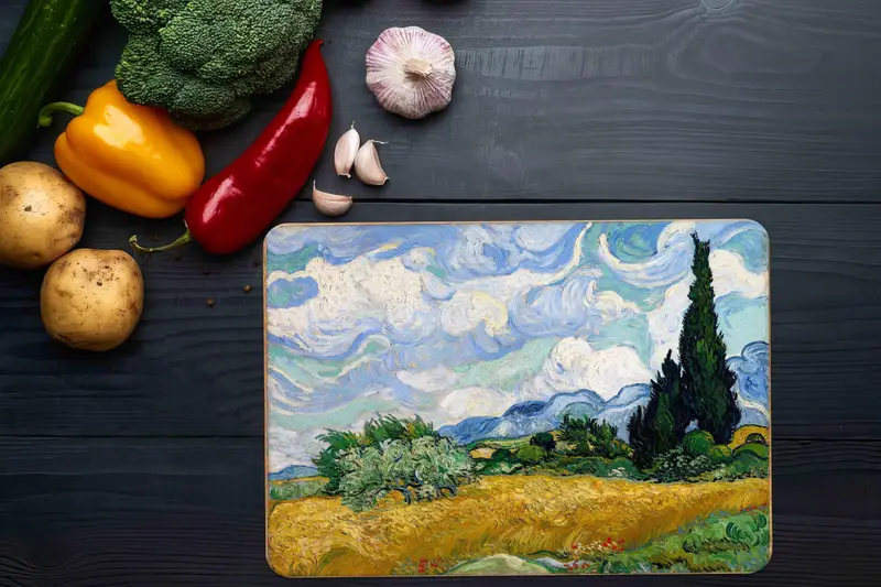 強化された安全性とモダンなデザインを備えた、自然からインスピレーションを得たガラスまな板