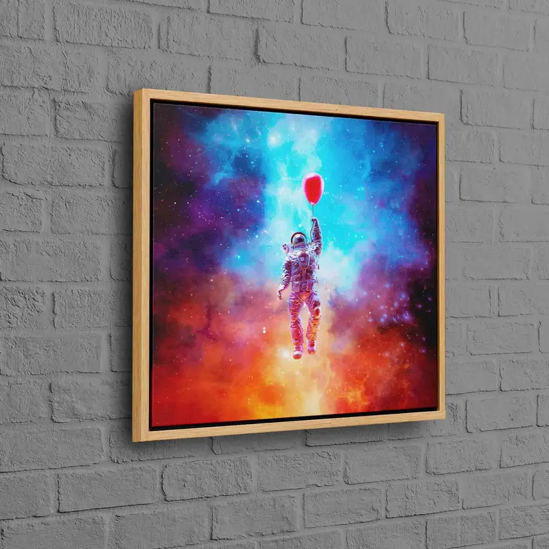 Stellar Canvas: Astronaut with Balloon in Space Landscape