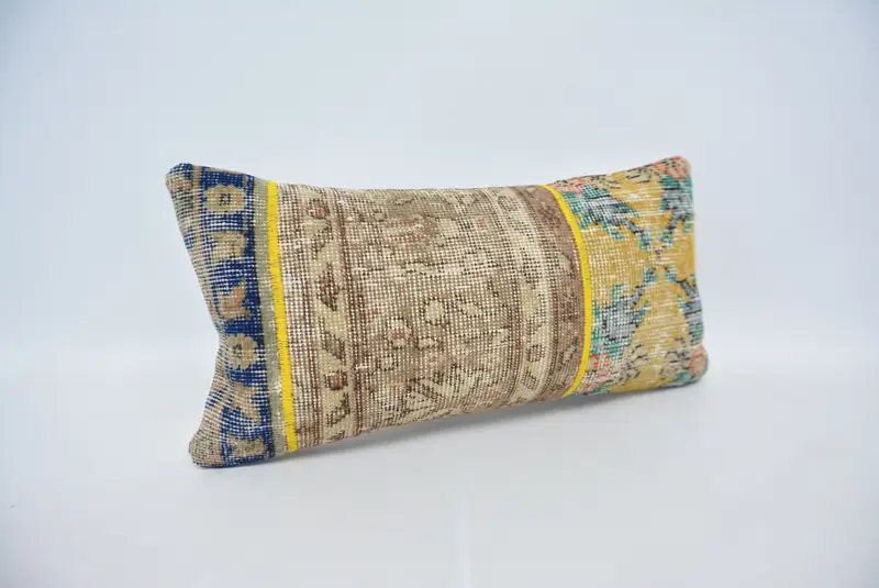Sofa Bolster Cushion Case, 12x24 Yellow Pillow, Kilim Pillow Cover, Cushion, Handmade Kilim Cushion, Turkish Pillow, Decorative Bolster Pillow Case - 3