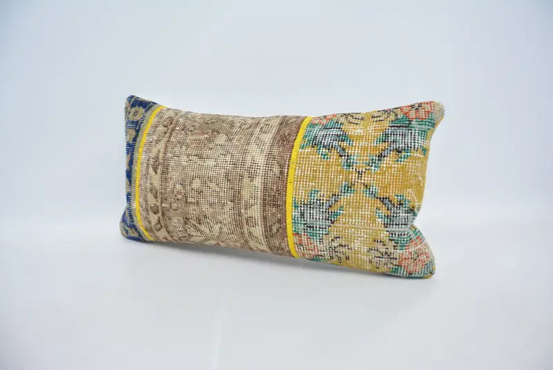 Sofa Bolster Cushion Case, 12x24 Yellow Pillow, Kilim Pillow Cover, Cushion, Handmade Kilim Cushion, Turkish Pillow, Decorative Bolster Pillow Case - 4
