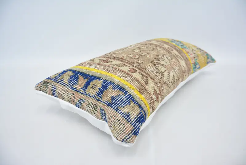 Sofa Bolster Cushion Case, 12x24 Yellow Pillow, Kilim Pillow Cover, Cushion, Handmade Kilim Cushion, Turkish Pillow, Decorative Bolster Pillow Case - 6