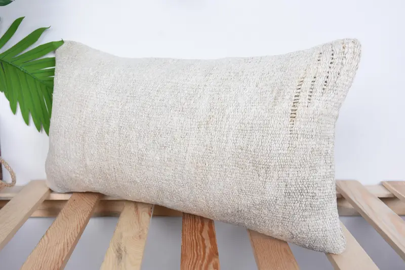 Patio Cushion, Antique Pillows, 10x20 White Cushion Cover, Kilim Pillow, Pillow Case, Interior Designer Pillow, Outdoor Patio Pillow Sham - 5