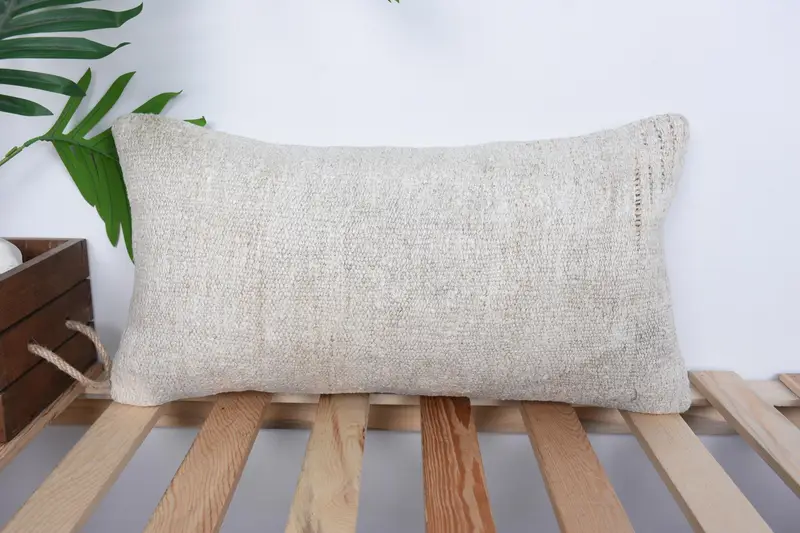 Patio Cushion, Antique Pillows, 10x20 White Cushion Cover, Kilim Pillow, Pillow Case, Interior Designer Pillow, Outdoor Patio Pillow Sham - 1