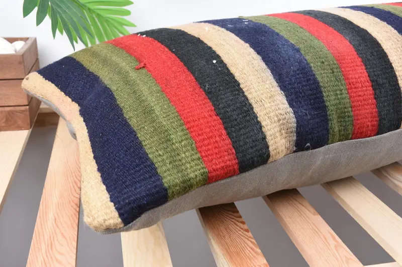 Pillow Sham, 16x48 Red Cushion Cover, Retro Throw Cushion Case, Handmade Kilim Cushion, Turkish Kilim Pillow, Home Decor Pillow, Farmhouse Pillow - 6