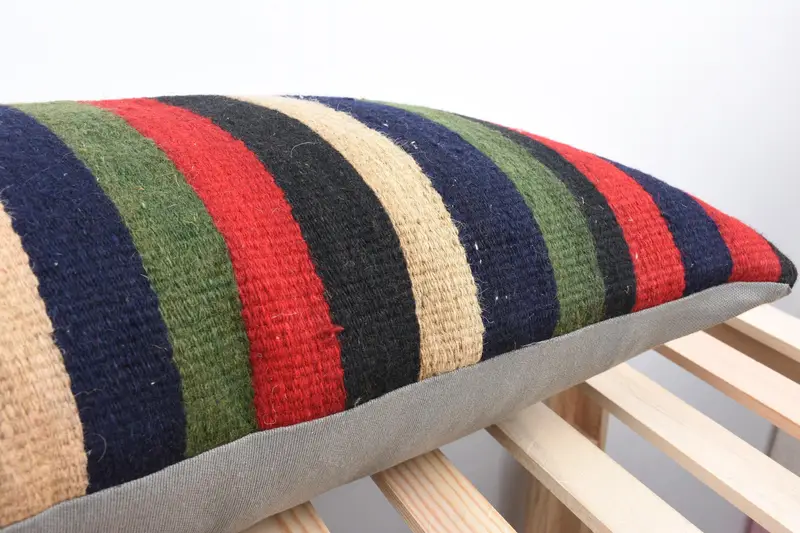 Pillow Sham, 16x48 Red Cushion Cover, Retro Throw Cushion Case, Handmade Kilim Cushion, Turkish Kilim Pillow, Home Decor Pillow, Farmhouse Pillow - 7