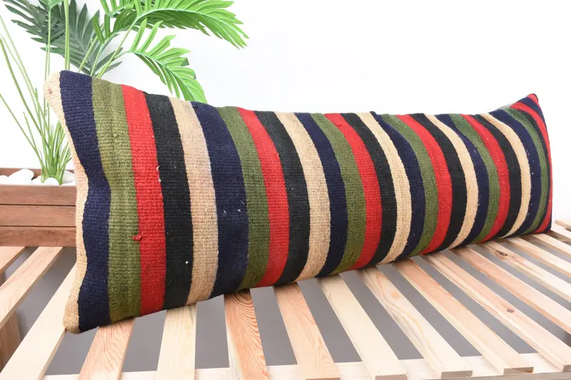 Pillow Sham, 16x48 Red Cushion Cover, Retro Throw Cushion Case, Handmade Kilim Cushion, Turkish Kilim Pillow, Home Decor Pillow, Farmhouse Pillow - 4