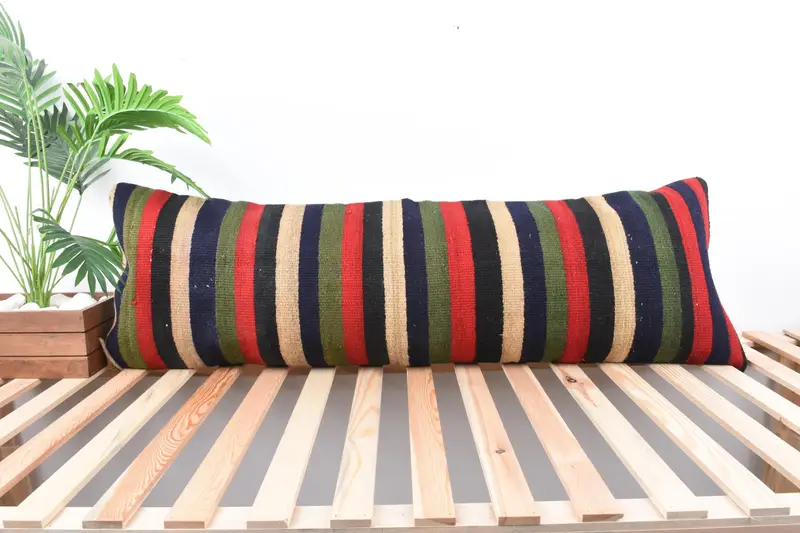 Pillow Sham, 16x48 Red Cushion Cover, Retro Throw Cushion Case, Handmade Kilim Cushion, Turkish Kilim Pillow, Home Decor Pillow, Farmhouse Pillow - 1