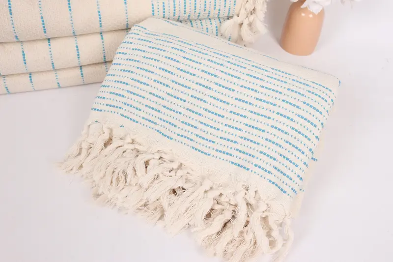 Bachelorette Large Towel, Woven Throw Blanket, Organic Throw, Throw Blanket, Bridesmaid Gifts, 98x92 Cotton Striped Design Towel, Boyfriend Gift - 4