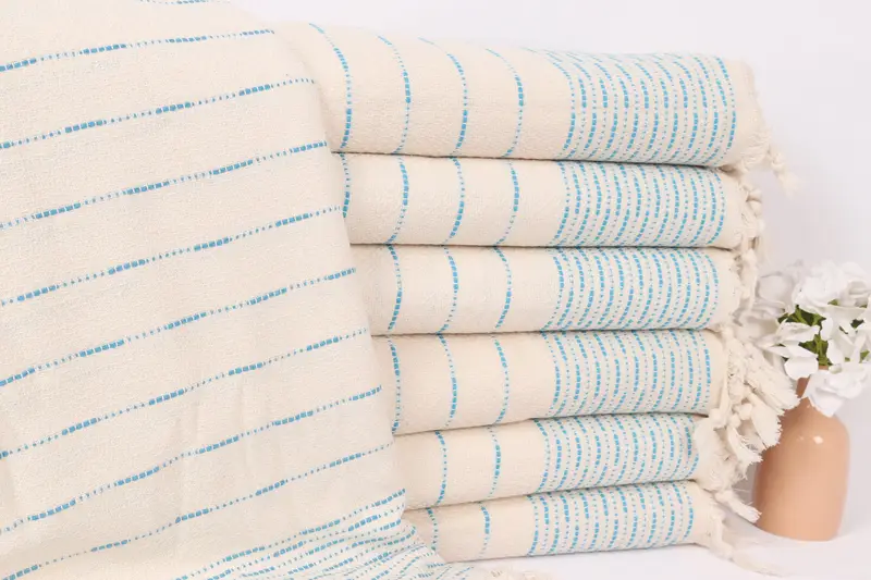 Bachelorette Large Towel, Woven Throw Blanket, Organic Throw, Throw Blanket, Bridesmaid Gifts, 98x92 Cotton Striped Design Towel, Boyfriend Gift - 1