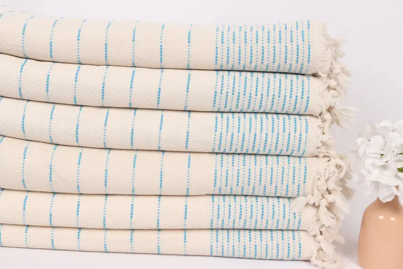Bachelorette Large Towel, Woven Throw Blanket, Organic Throw, Throw Blanket, Bridesmaid Gifts, 98x92 Cotton Striped Design Towel, Boyfriend Gift - 3