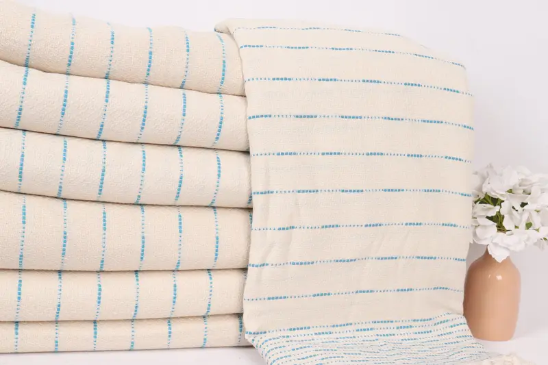 Bachelorette Large Towel, Woven Throw Blanket, Organic Throw, Throw Blanket, Bridesmaid Gifts, 98x92 Cotton Striped Design Towel, Boyfriend Gift - 2