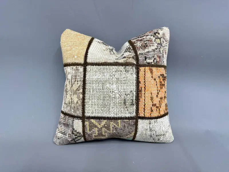 Handgewebtes Kelim-Wurfkissen, Vintage-Patchwork-Kissen