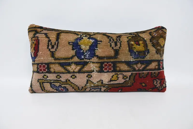 Vintage Kilim Pillow, 12x24 Brown Cushion, Aesthetic Pillow, Muted Pillow Sham, Pillow, Vintage Kilim Throw Pillow, Boho Pillow Sham Cover - 1