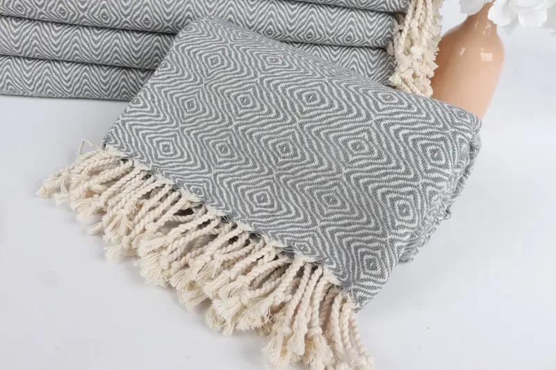 Spa Gift, 70x40 Cotton Zigzag Diamond Towel, Embroidered Towel, Travel towel, Gym Towel, Luxury Turkish Bath Towel, Absorbent Turkish towel - 4