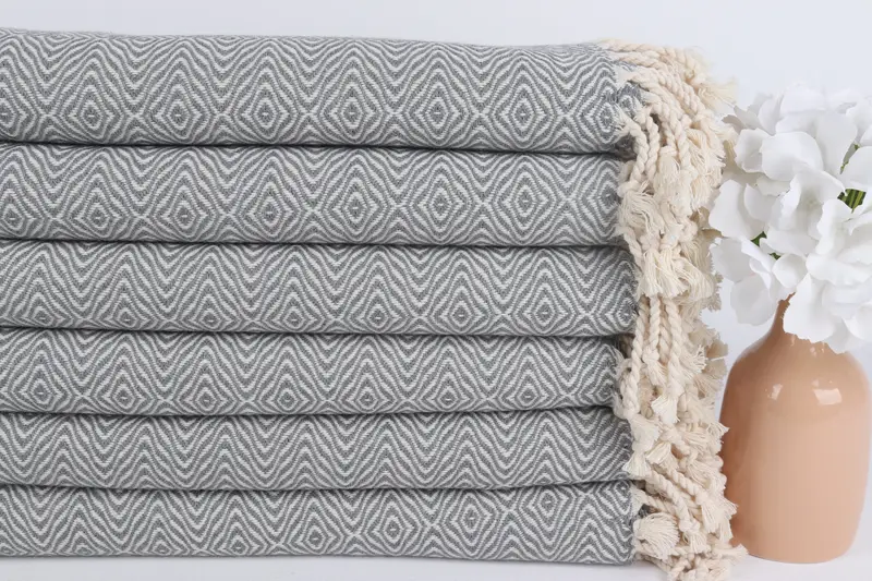 Spa Gift, 70x40 Cotton Zigzag Diamond Towel, Embroidered Towel, Travel towel, Gym Towel, Luxury Turkish Bath Towel, Absorbent Turkish towel - 3