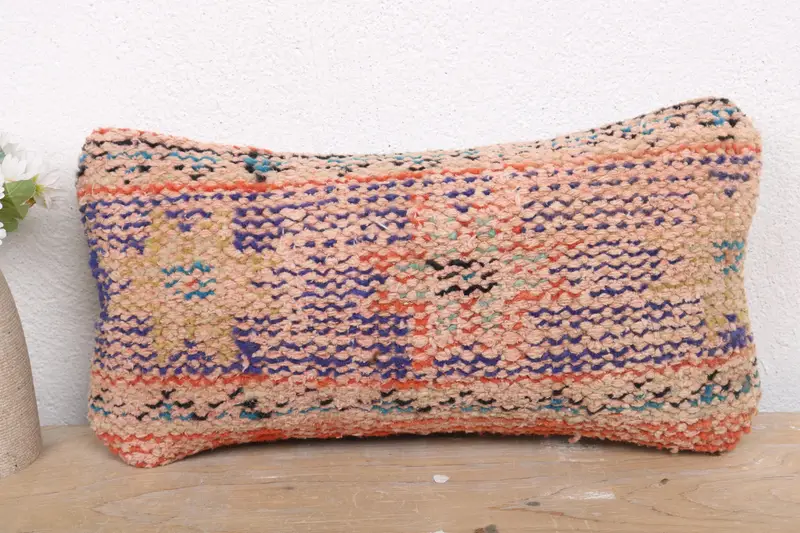 Boho Pillow Sham Cover, Cushion, 8x16 Blue Pillow Case, Nomadic Cushion Case, Christmas Cushion, Throw Kilim Pillow, Vintage Kilim Throw Pillow - 2