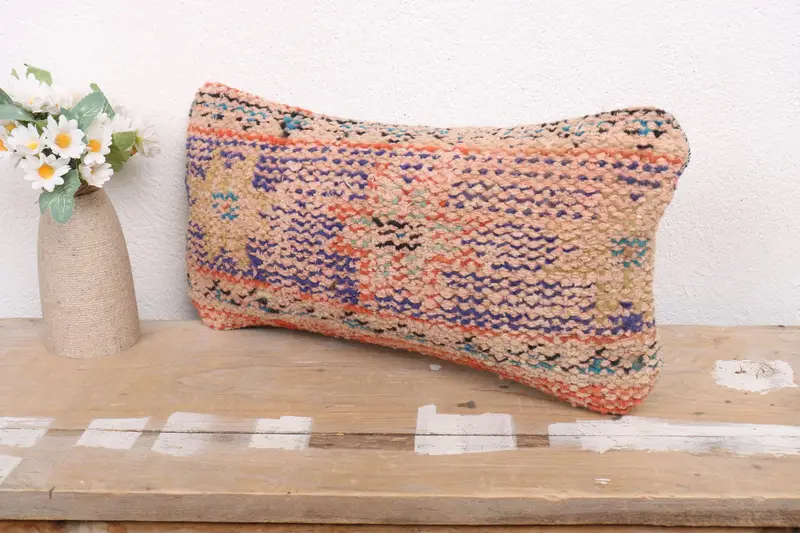 Boho Pillow Sham Cover, Cushion, 8x16 Blue Pillow Case, Nomadic Cushion Case, Christmas Cushion, Throw Kilim Pillow, Vintage Kilim Throw Pillow - 4