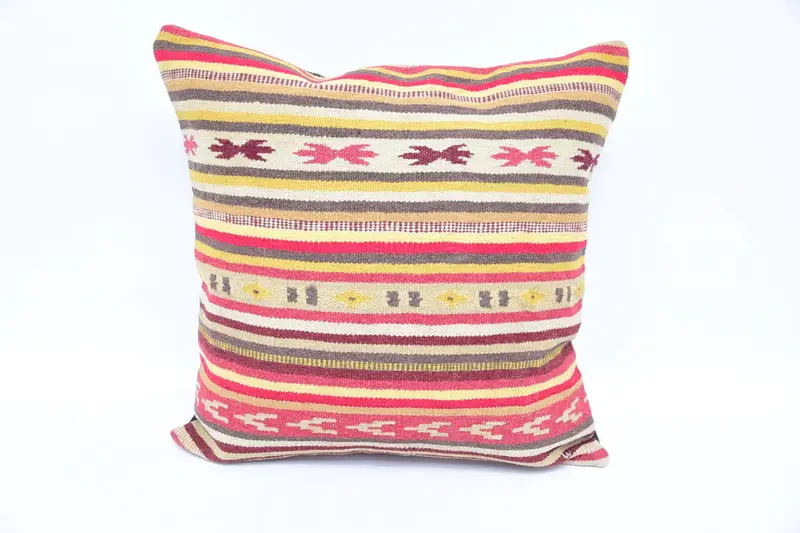 Pillow Sham, Turkish Rugs Cushion, Outdoor Cushion Case, Ethnical Kilim Rug Pillow, 20x20 White Pillow Case, Boho Pillow, Turkish Pillow - 1