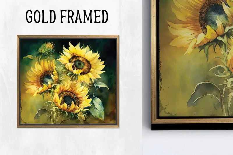 Modern Ayçiçeği Sarı Soyut Kanvas Tablo Baskı - Zarif Dekor