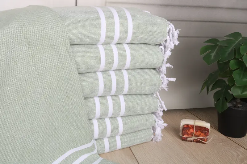 Small Bath Towel Olive Green Cotton Hand Towel, 24x40 Inches