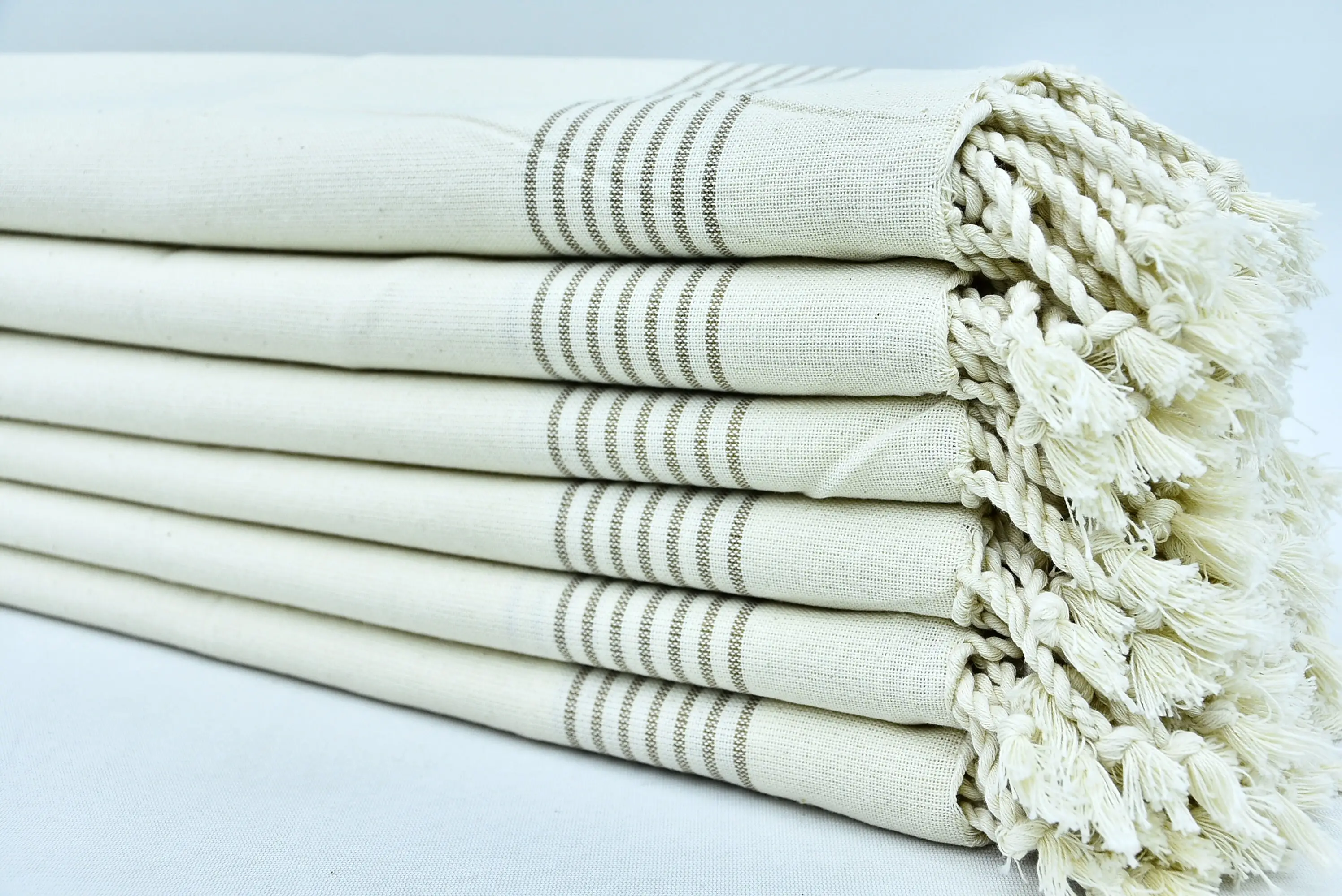 Turkish Hand Towel Cotton Peshkir Brown White 16x36 Inches - 1
