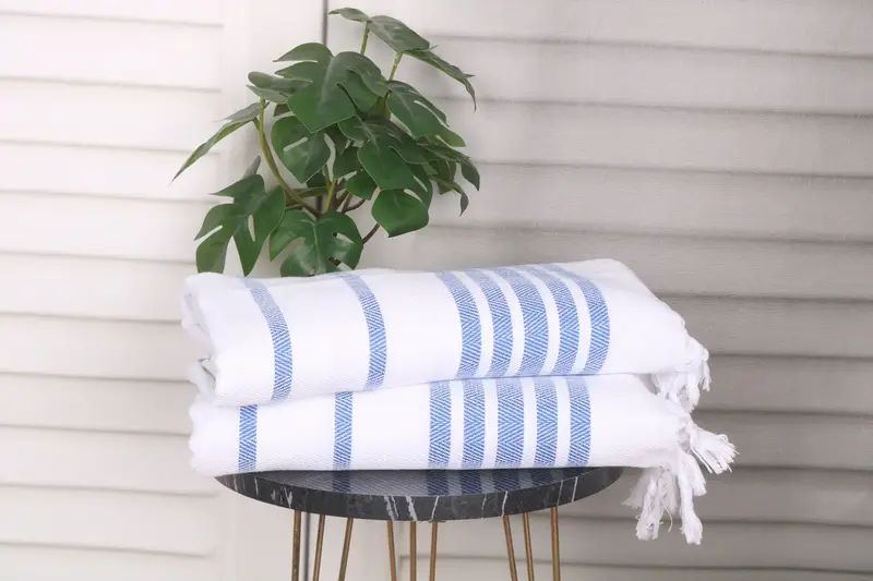 Turkish Hand Towel, 36x24 Cotton Herringbone Towel, Monogrammed Hand Towel, Wedding Gift Kitchen Towel, Baby Boy Gift, Personalized Dish Towel - 3
