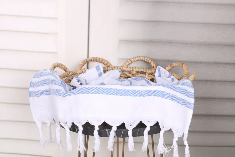 Turkish Hand Towel, 36x24 Cotton Herringbone Towel, Monogrammed Hand Towel, Wedding Gift Kitchen Towel, Baby Boy Gift, Personalized Dish Towel - 2