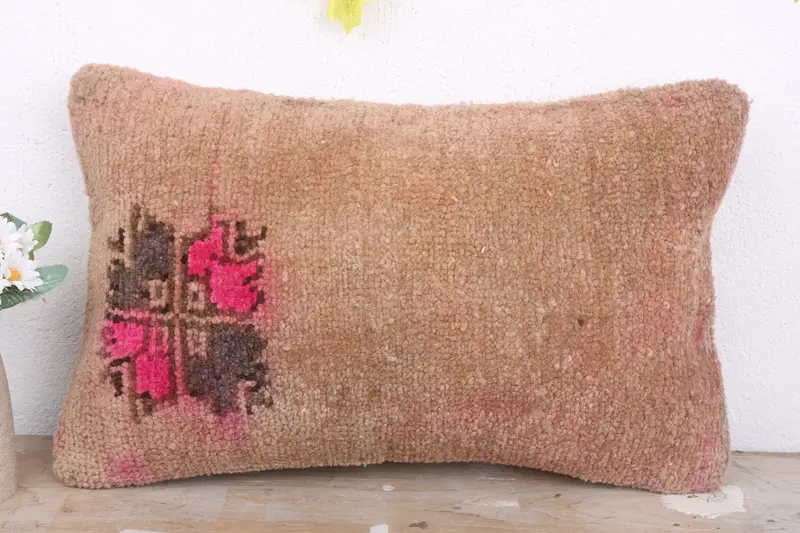 Outdoor Patio Cushion Case, Crochet Pattern Pillow Case, 12x20 Brown Pillow Sham, Pillow Sham, Kilim Cushion Sham, Pillow for Sofa, Antique Pillows - 2