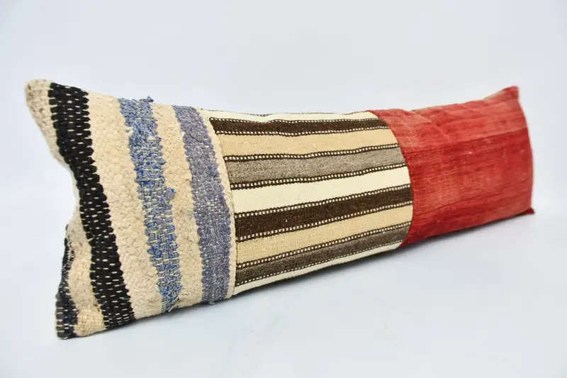 Authentic Pillow Cover, Vintage Kilim Pillow, Kilim Cushion Sham, Cushion, 12x36 Red Cushion Cover, Vintage Kilim Throw Pillow - 3
