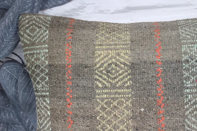 Pillow Case, Kilim Cushion Sham, One Of A Kind Pillow Case, Turkish Kilim Pillow, Ikat Cushion Case, Boho Pillow, 10x20 Yellow Pillow - 2