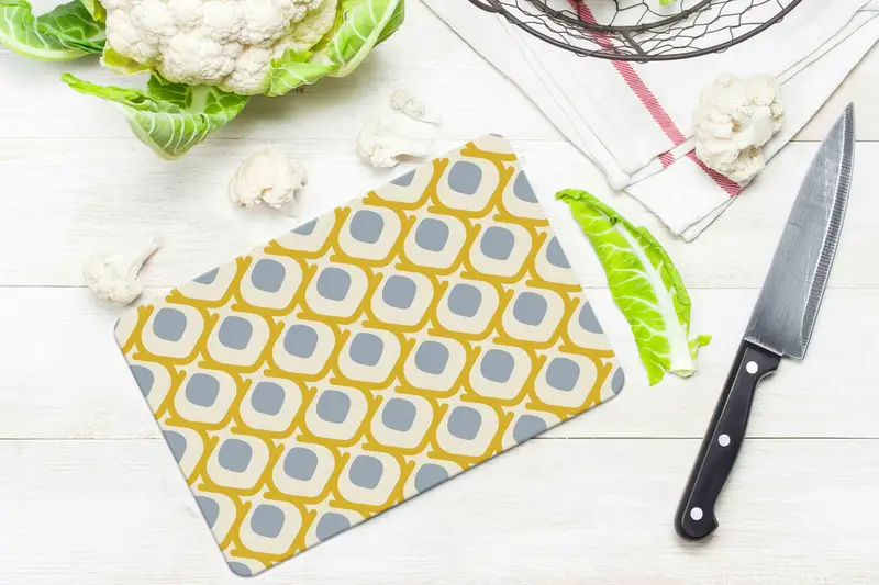 幾何学的なガラスまな板、モダンなデザイン、強化安全性、キッチン