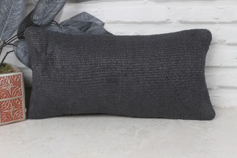 Turkish Kilim Pillow, Toss Pillow Sham, 8x16 Gray Cushion Cover, Muted Cushion, Cushion Cover, Kilim Pillow, Vintage Kilim Pillow - 1