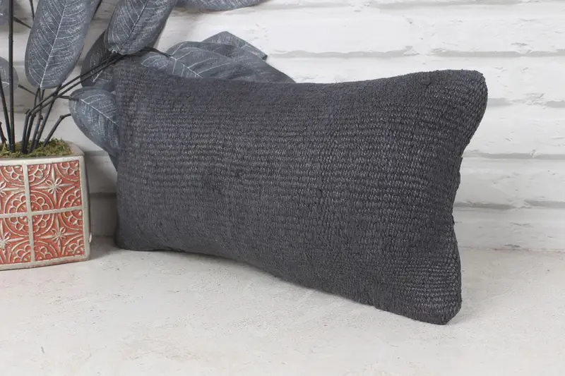 Turkish Kilim Pillow, Toss Pillow Sham, 8x16 Gray Cushion Cover, Muted Cushion, Cushion Cover, Kilim Pillow, Vintage Kilim Pillow - 3
