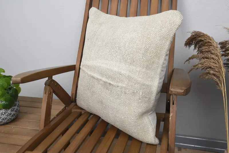 20x20 Beige Pillow, Ethnical Kilim Rug Pillow, Bohemian Cushion Cushion Cover, Vintage Kilim Pillow, Cushion Cover, Throw Kilim Pillow - 3