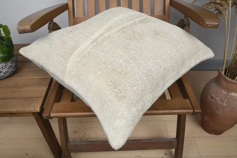 20x20 Beige Pillow, Ethnical Kilim Rug Pillow, Bohemian Cushion Cushion Cover, Vintage Kilim Pillow, Cushion Cover, Throw Kilim Pillow - 4