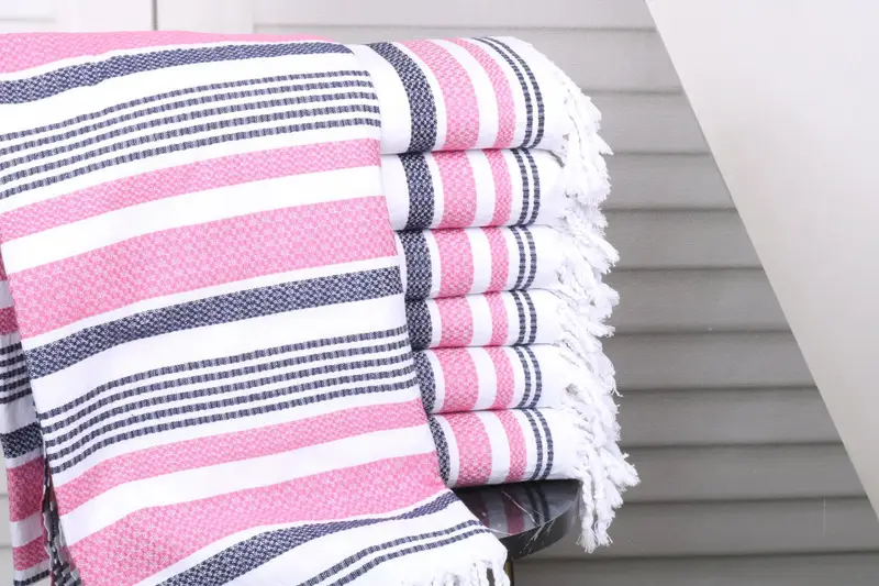 Embroidery Towel, Unique Gift, Custom Wedding Towel, Monogram Turkish Towel, Quick-Dry Beach Towel, Wedding Favors, 70x40 Cotton Striped Towel - 1