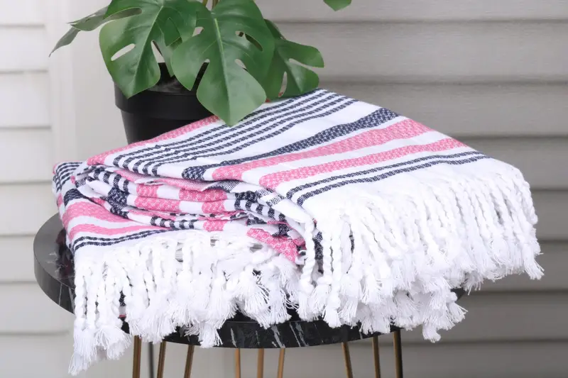 Embroidery Towel, Unique Gift, Custom Wedding Towel, Monogram Turkish Towel, Quick-Dry Beach Towel, Wedding Favors, 70x40 Cotton Striped Towel - 3