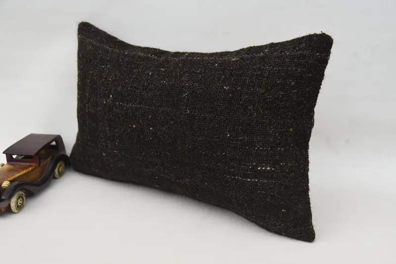 Crochet Pattern Pillow Cover, Vintage Kilim Throw Pillow, Boho Pillow Sham Cover, 12x20 Brown Cushion Case, Kilim Pillow, Pillow Sham - 3