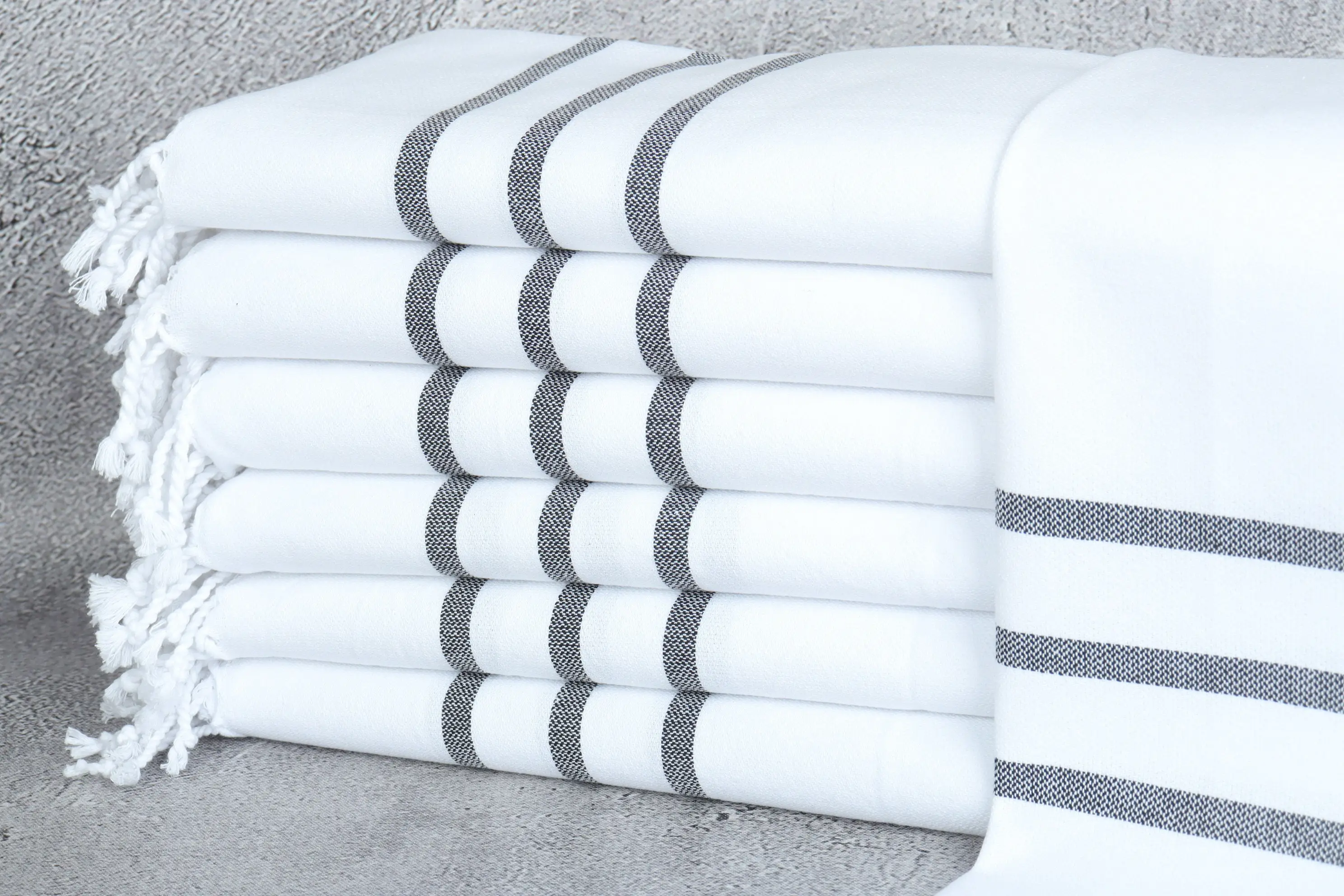 Customized Tea Towel White Striped, Beige, 18x40 Inches - 1
