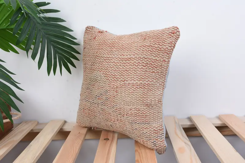 Boho Pillow Sham Cover, Pillow Sham, Nautical Throw Cushion Cover, Bright Cushion Cover, 12x12 Red Pillow, Kilim Pillow, Gift Pillow - 5