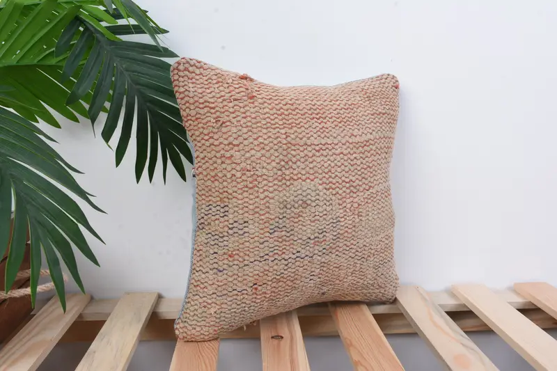 Boho Pillow Sham Cover, Pillow Sham, Nautical Throw Cushion Cover, Bright Cushion Cover, 12x12 Red Pillow, Kilim Pillow, Gift Pillow - 4
