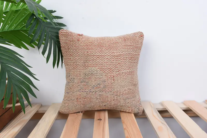 Boho Pillow Sham Cover, Pillow Sham, Nautical Throw Cushion Cover, Bright Cushion Cover, 12x12 Red Pillow, Kilim Pillow, Gift Pillow - 1